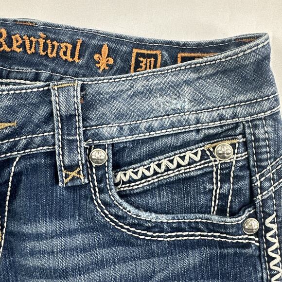 Rock Revival Betty Skinny Jeans Women Size 31 Blue Medium Wash AK12 Distressed  - Picture 11 of 13